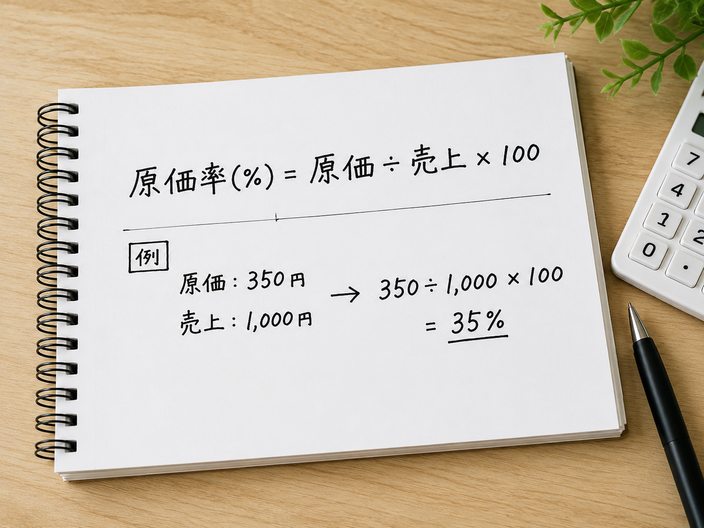 飲食店 原価率の計算式を図解した画像
