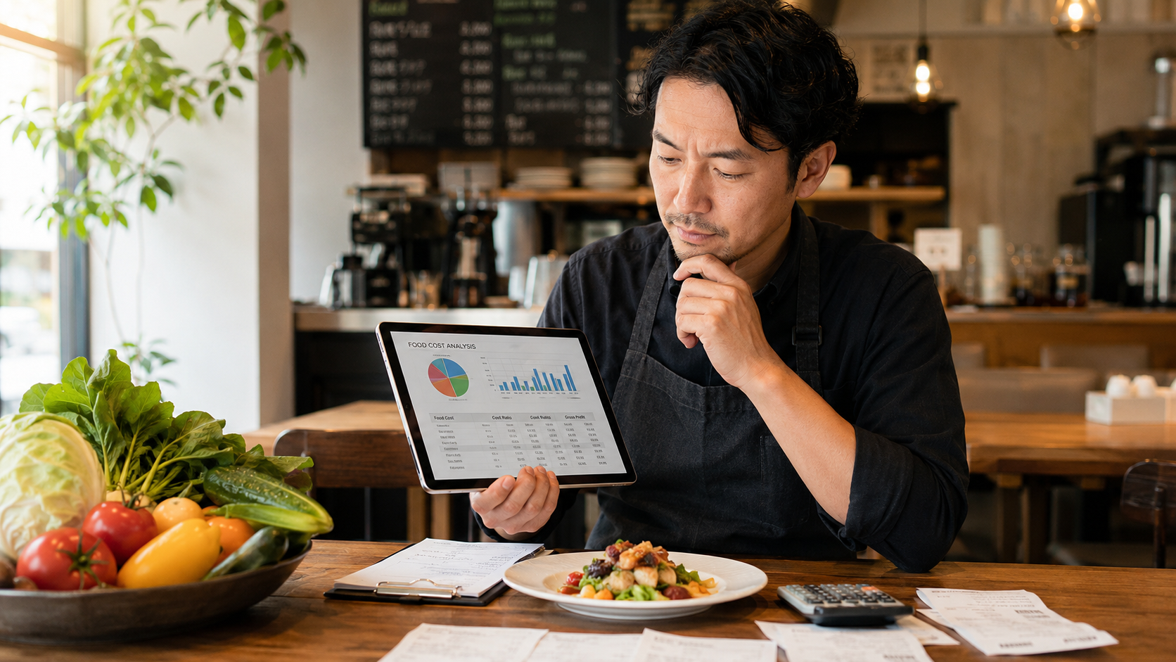 飲食店の食材費と原価率を確認する店長