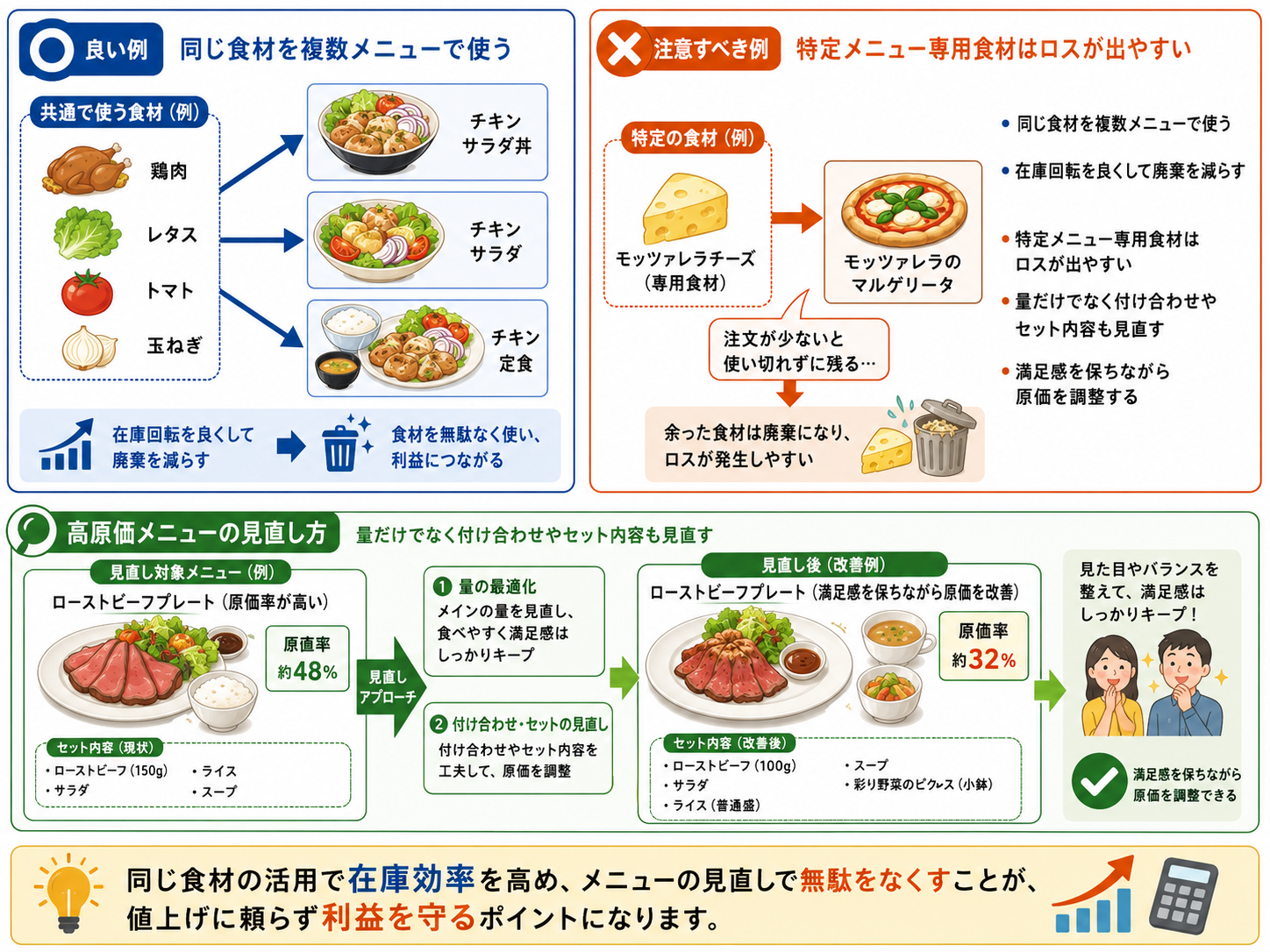 飲食店 仕入れ コスト削減システムで原価率を確認する画面