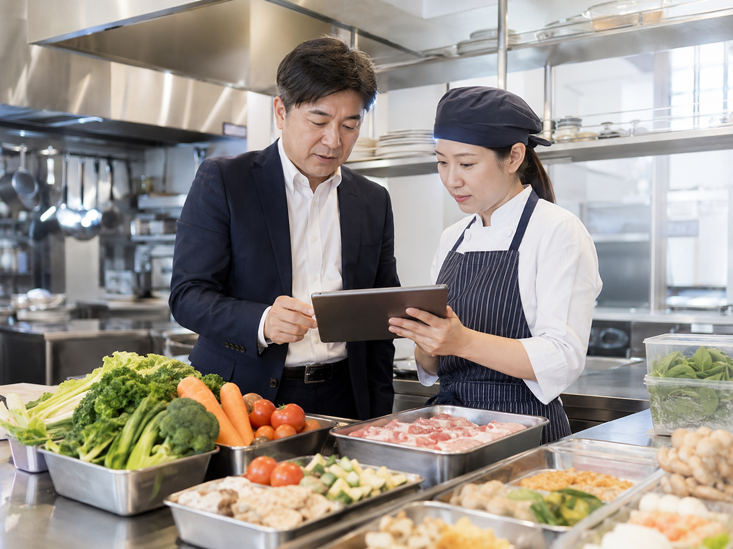 飲食店 食材ロスを確認する厨房のイメージ