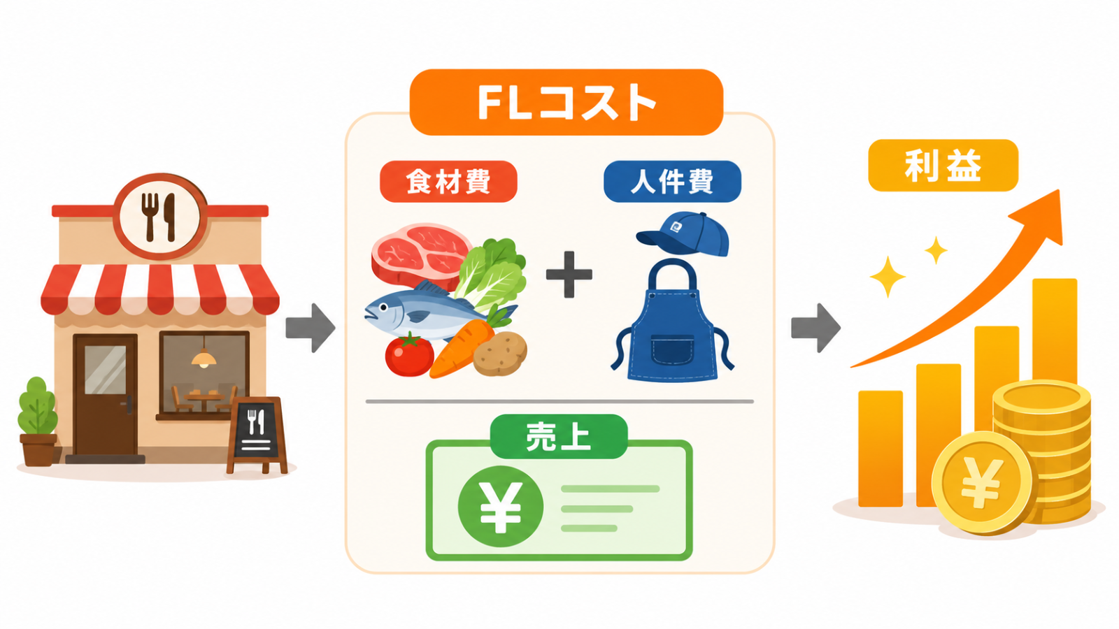 飲食店のFLコスト管理を説明する図解